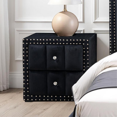 Table de chevet en tissu de style contemporain noir