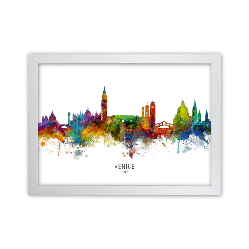 Venice Italy Skyline by Michael Tompsett - Print, White Framed, 64cm H x 88cm W x 3cm D