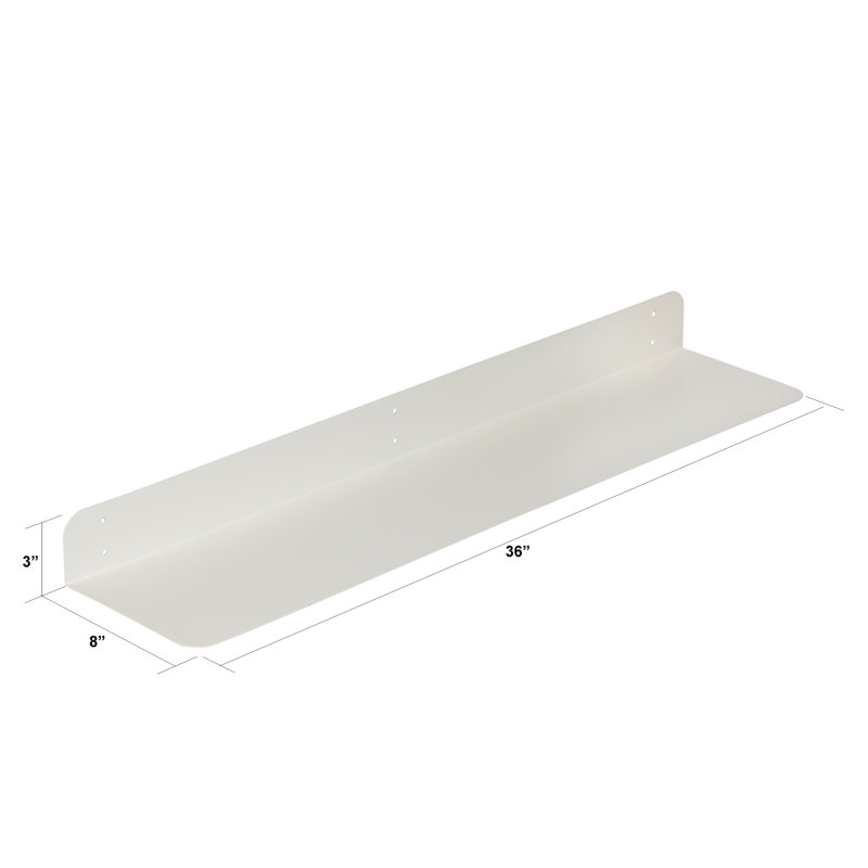 Metal Bracket Shelf, 3" H x 36" W x 8" D, White