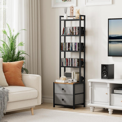 5-Tier CD Storage Rack with Drawer