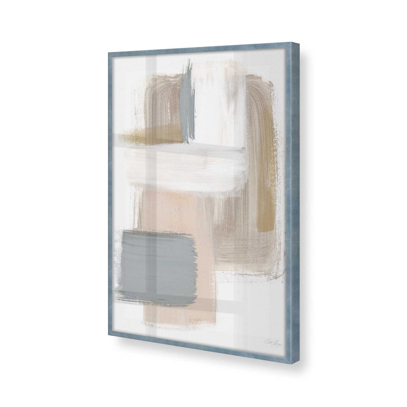 «Beige Ballet V1» sur papier, Cadre électrique ciel électrique, H 11 po x l 9 po