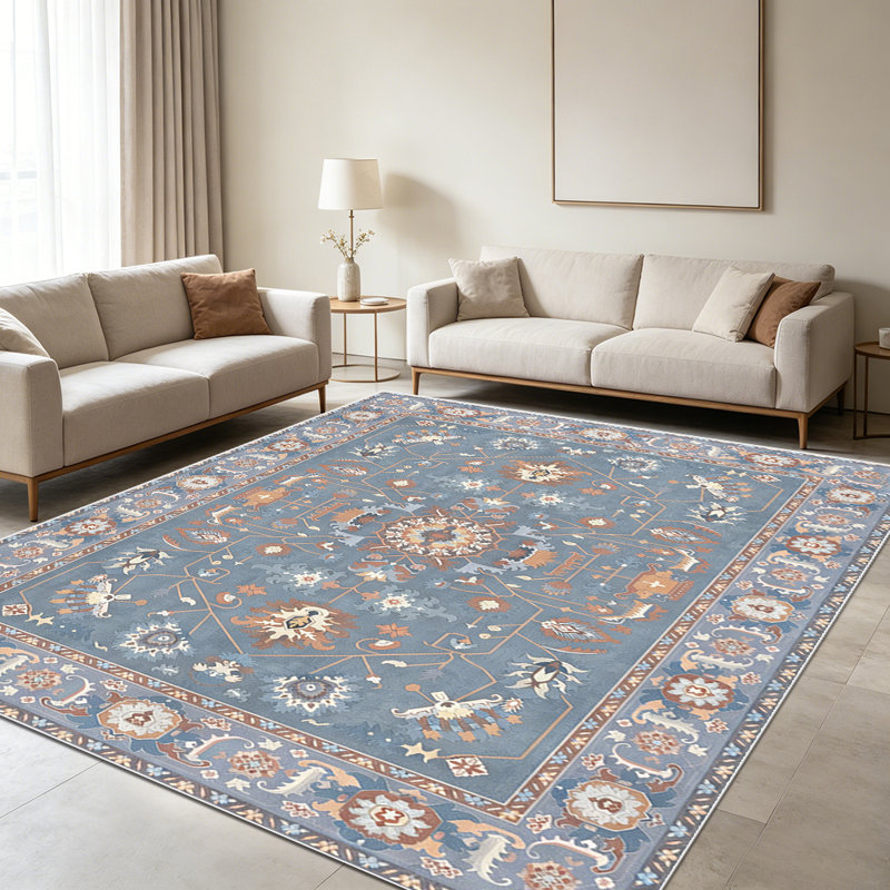 1PC Vintage Persian Geometric Floral area rugs for Living Room, Soft and Comfortable, Suitable for all seasons, easy-to-maintain, machine washable Indoor floor mat, Under Table Farmhouse suitable for dining room, bedroom, entryway, home office,