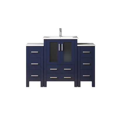 Meuble-lavabo polyvalent avec de nombreuses options de rangement et des caractéristiques haut de gamme
