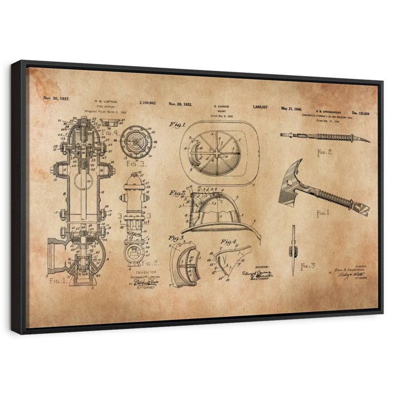 Brevet d'équipement de pompier, Cadre flottant noir, 13 po x 9 po