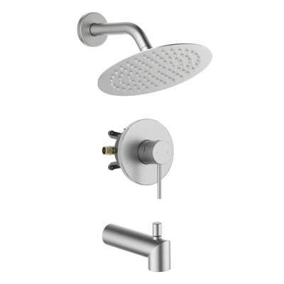 Circular Single Function Pressure Balanced Complete Shower Faucet Set with Tub Spout