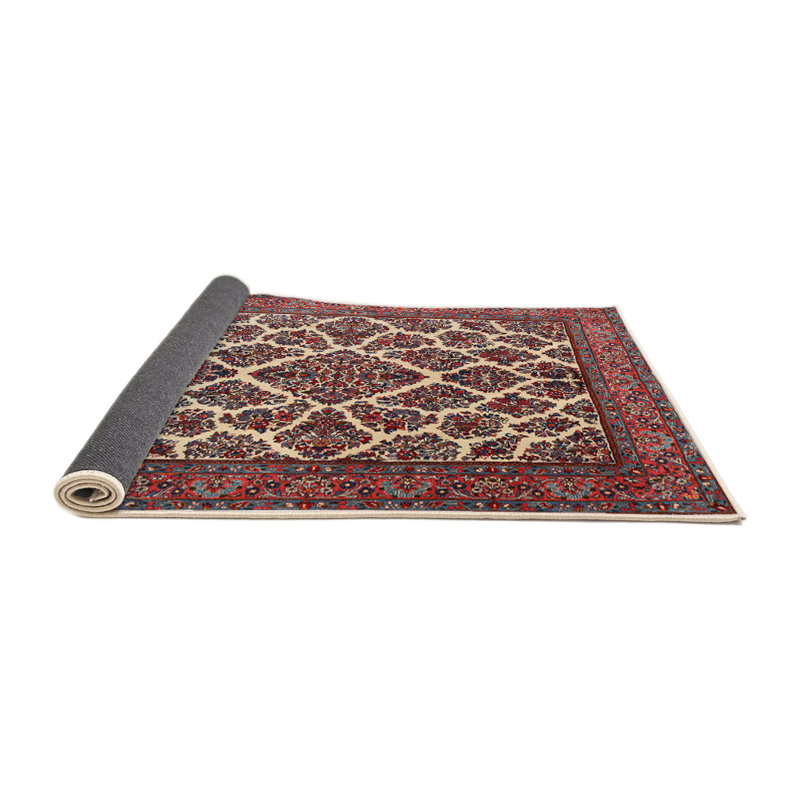 Brun traditionnel/noir/crème Tapis décoratif, Rond 3 pi