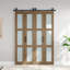 Porte de grange pliante 5 pièces en verre givré et en bois d'épinette massif avec quincaillerie - assemblage facile requis-134676143-137368017