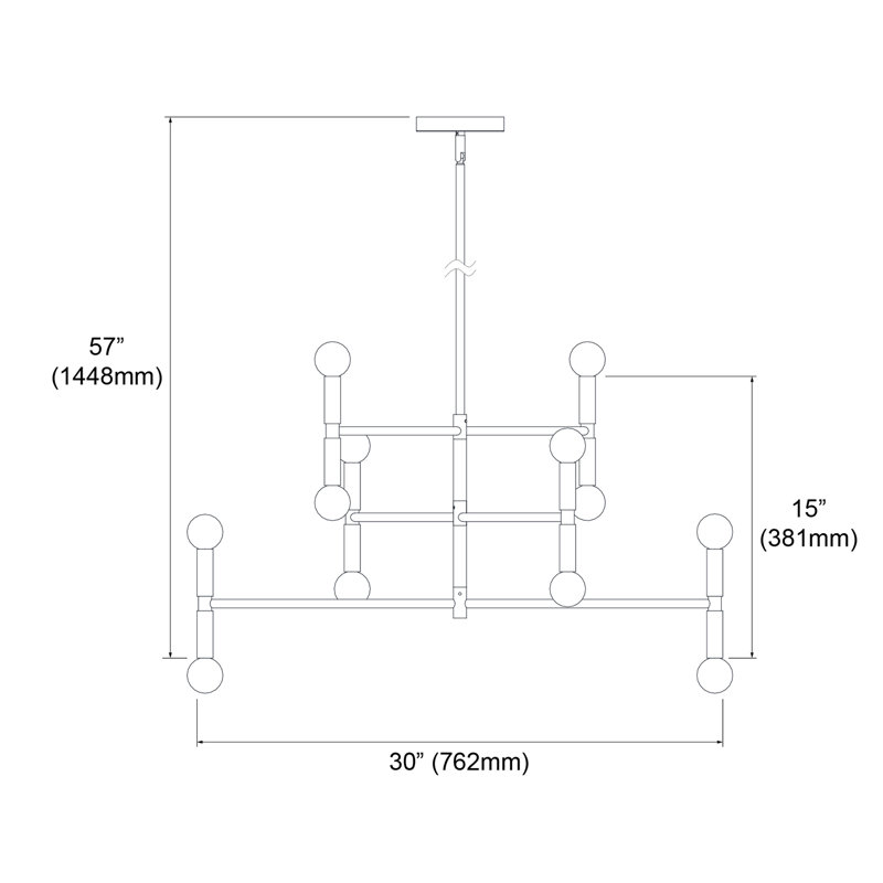 Lustre spoutnik 12 lumières Archle Annell, H 13 po x l 31 po x P 4,5 po, Bronze