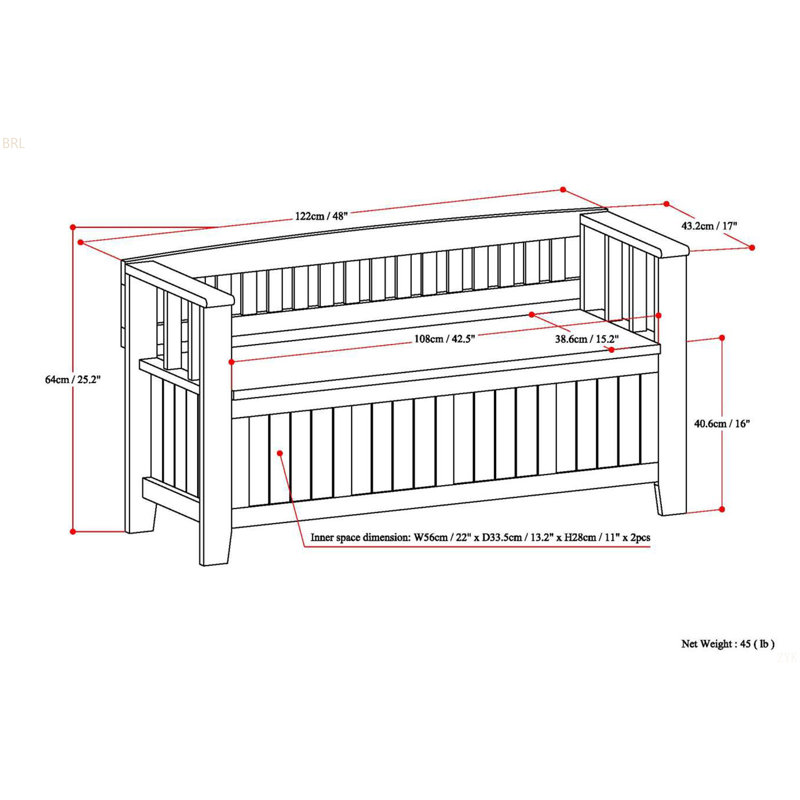 Acadian - Banc de rangement pour hall d'entrée, Chêne clair