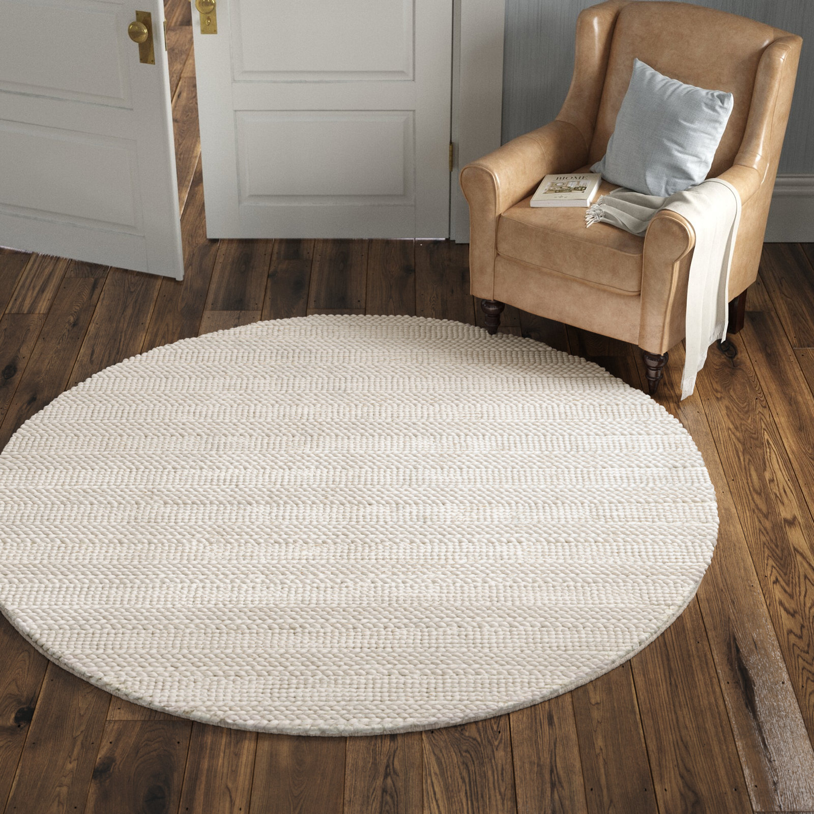 Stanwick Handmade Bleach Rug, Round 3'