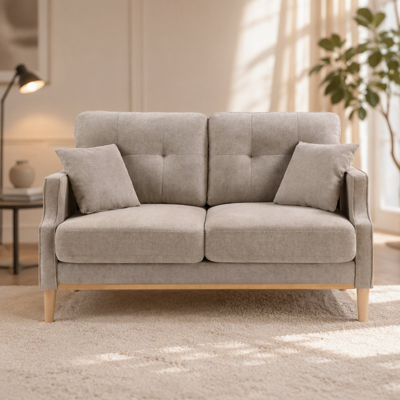 Causeuse avec charge USB, Tissu crème, Naturel