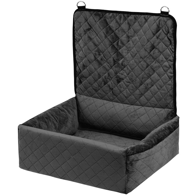 Petit siège d'auto pour chien de taille moyenne, noir, ultrasons cristal doux, rembourrage confortable, deux ceintures de sécurité réglables, rangement latéral, amplificateur de ceinture fixe pour chien de moins de 40 lb, poche de rangement, extension
