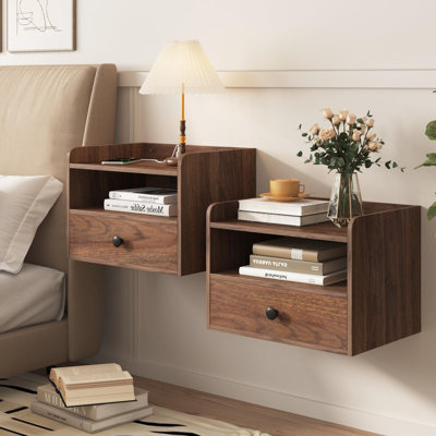 Ensemble de 2 tables de chevet flottantes avec tiroir