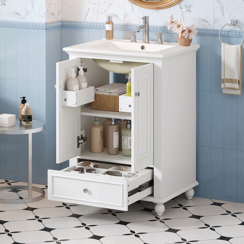 Meuble-lavabo 24 po avec lavabo en céramique, Blanc