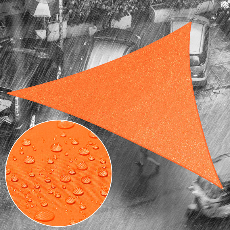 Orange Waterproof 16' Triangle Shade Sail with Stainless Steel D-Rings