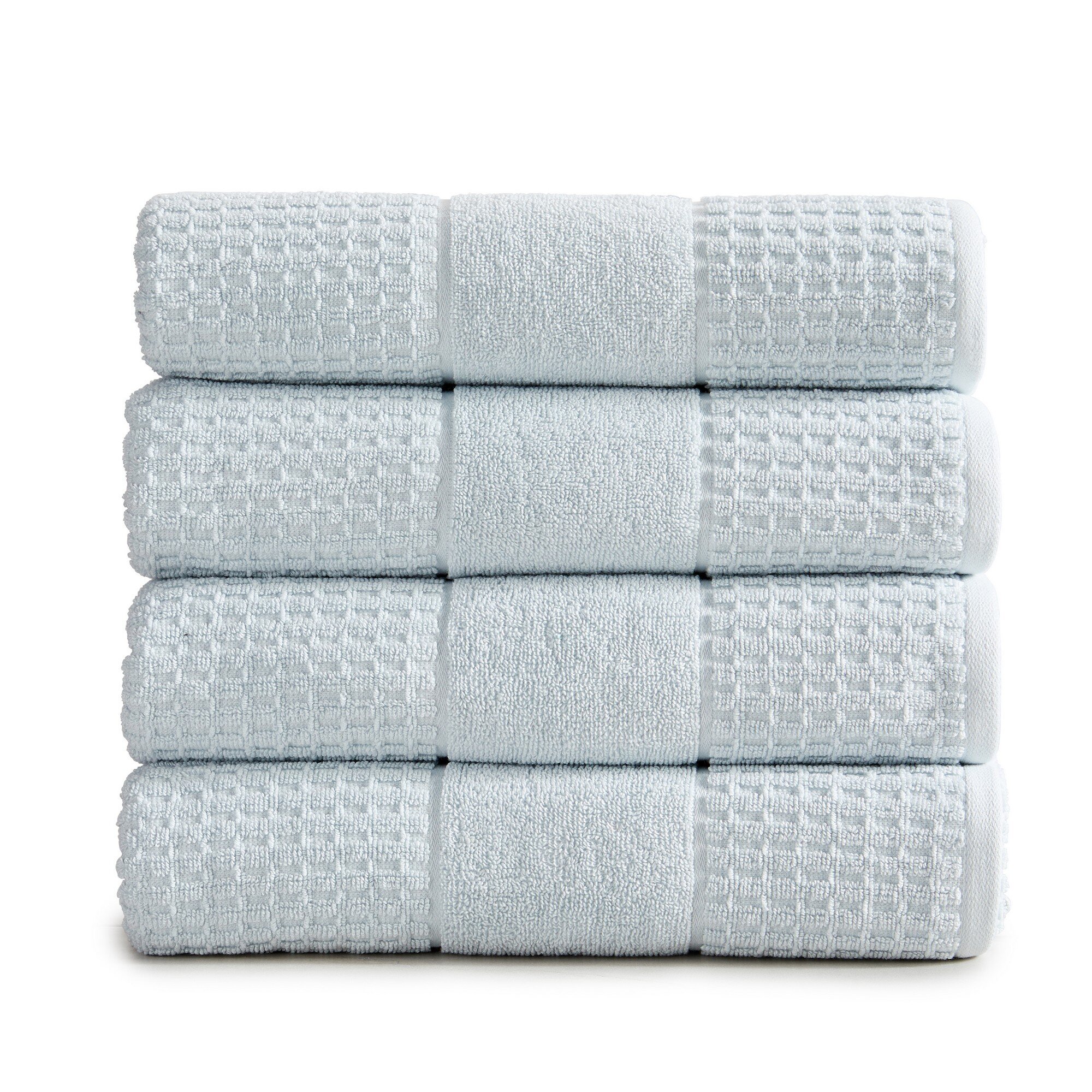 4 Pieces Waffle Weave Towels Set, 2 Waffle Bath Towel 2 Waffle Hand Towel,  Premium Organic 100% Turkish Cotton, White, Ultra Soft 
