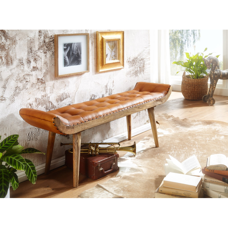 Tenorio Genuine Leather Upholstered Bench