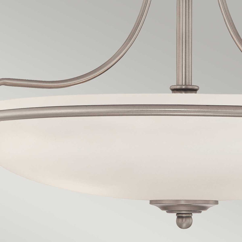 Elberta Glass Semi Flush Mount, Antique Nickel