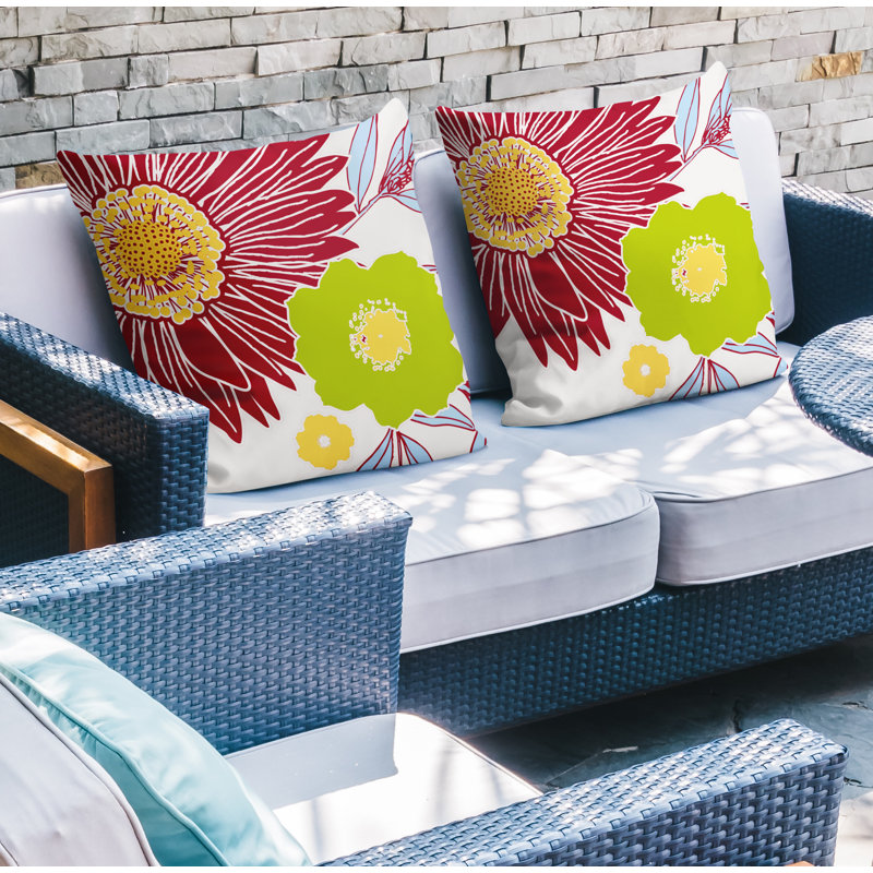 Housse et insert de coussin décoratif intérieur / extérieur en mélange de polyester, L 19 po x H 19 po, Rouge