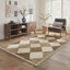 Tapis beige / ivoire à motif géométrique à losanges Aura, lavable à la machine-973800237-979863574
