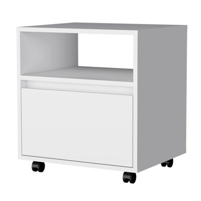 White Nightstand With 1 Drawer And Easy For Bedroom Decor 1 Smooth - Spacious & Ample Top Surface