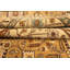 Tapis Oushak en laine beige caramel à motifs géométriques, noué à la main, 2,41 m x 3,07 m.