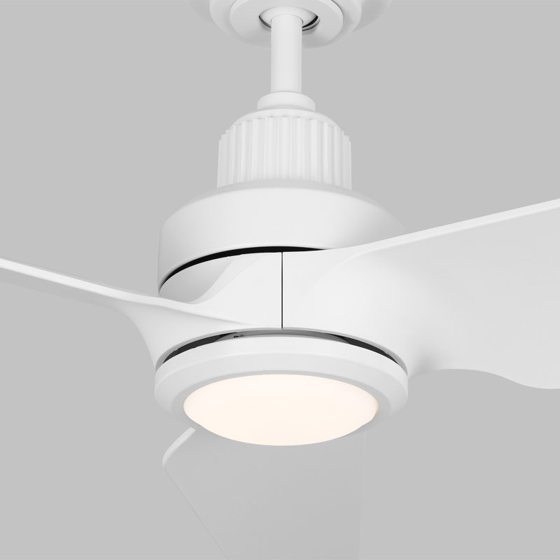 Smart LED Downrod Ceiling Fan, Matte White