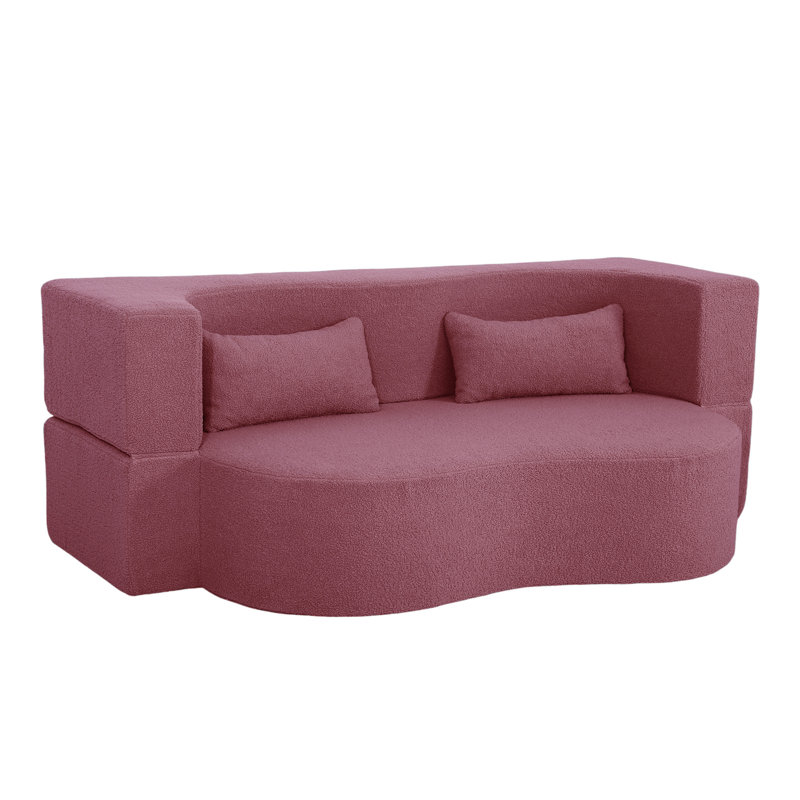 Canapé-lit double 79,5 po avec 2 coussins, Rose