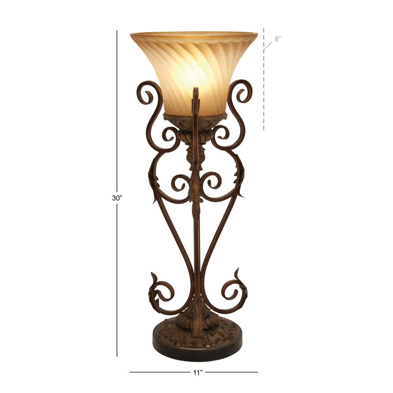 Aherin 30" Brown Torchiere Lamp Set