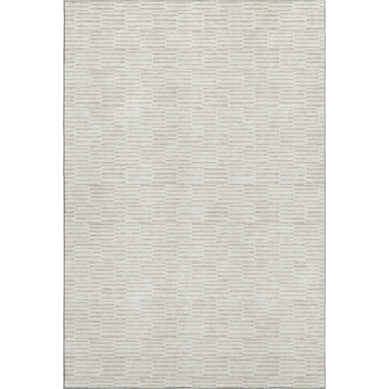 Premium Machine Washable Prisco Ivory Rug, Rectangle 3' x 5'