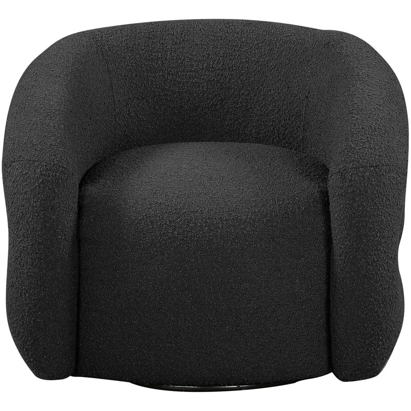 Houstyn Boucle Fabric Swivel Accent Chair, Black Boucle Fabric