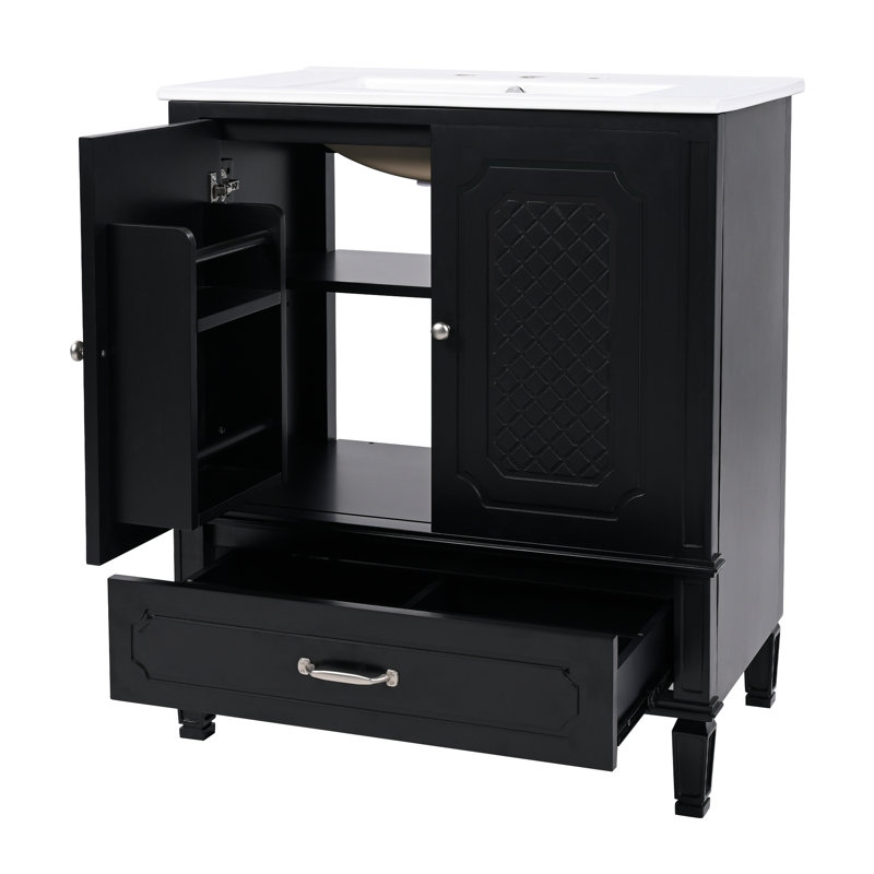 Meuble-lavabo de salle de bain avec lavabo, Noir