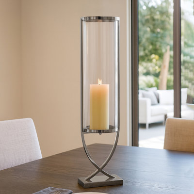 Modern Cylindrical Pillar Candle Holder for Tabletop Decoration - Decorative Metal Candlestick Holder for Living Room Accent