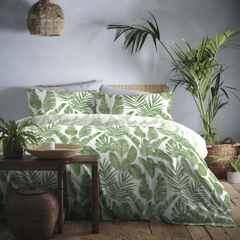 Tahiti Easy Care Duvet Cover Set, Green/White, Single Duvet Cover + 1 Standard Pillowcase