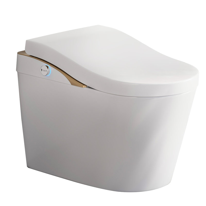 Toilette moderne et intelligente avec bidet, chasse d'eau automatique, ouverture / fermeture automatique, siège chauffant, eau chaude et sèche, fonction de bouclier en mousse blanche