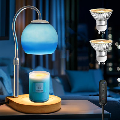Lampe chauffe-bougie avec minuterie 2 h/4 h/8 h, hauteur réglable, couleur océan