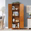 Élégante armoire de rangement à quatre compartiments et finition chêne