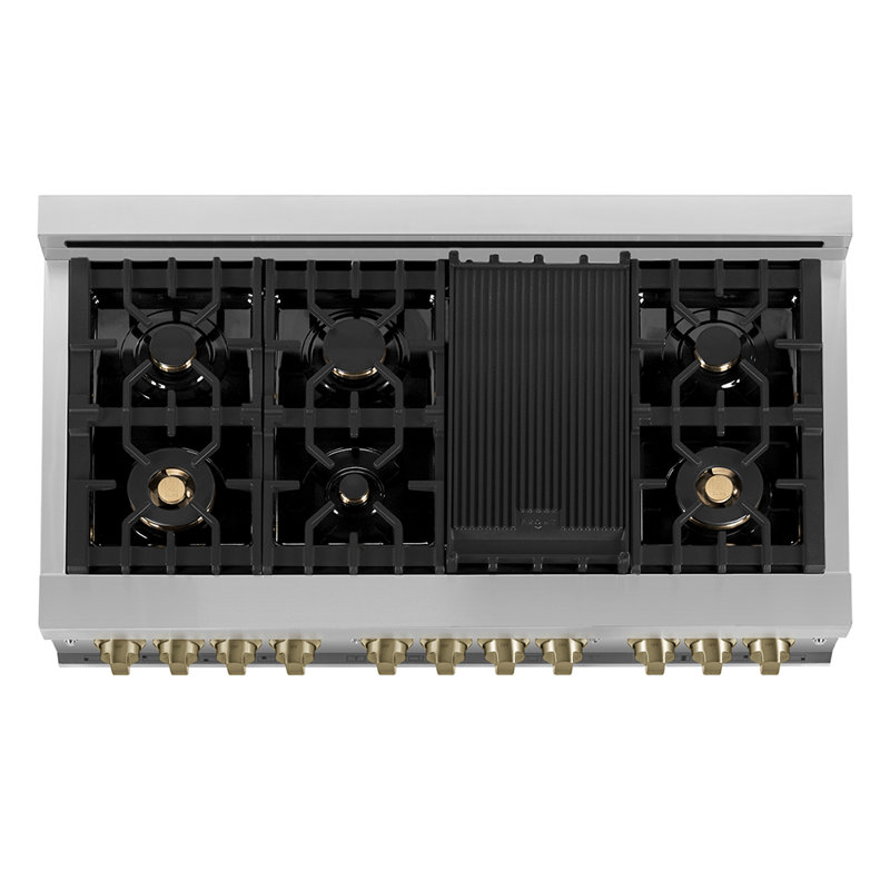 ZLINE Autograph 48" Legacy Dual Fuel Range w/ 7 Burners, Champagne Bronze Stainless Steel
