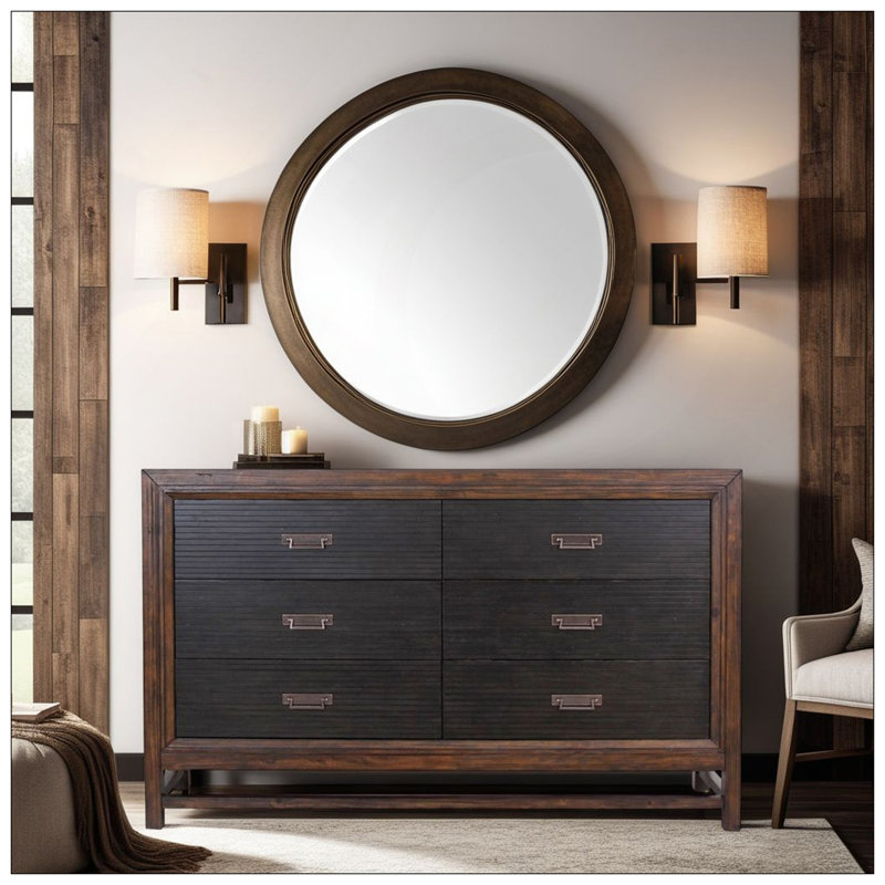 Commode à six tiroirs, aucun assemblage requis, finition deux tons