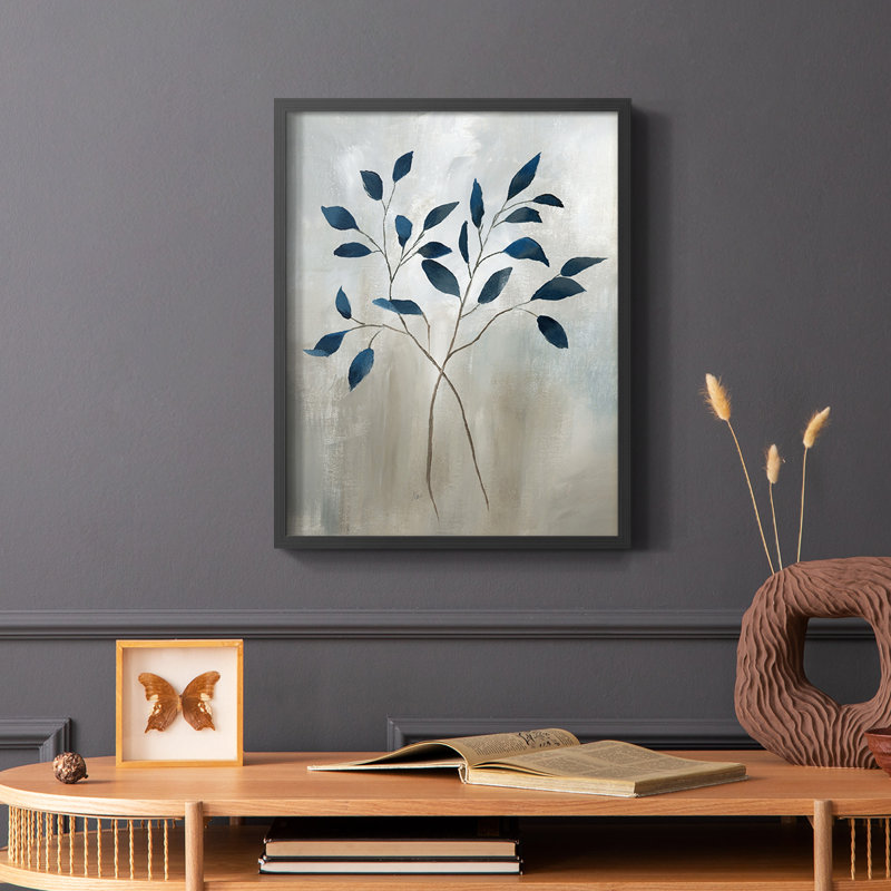 Indigo Foliage I, reproduction encadrée - bois massif, Noir, H 14 po x l 11 po