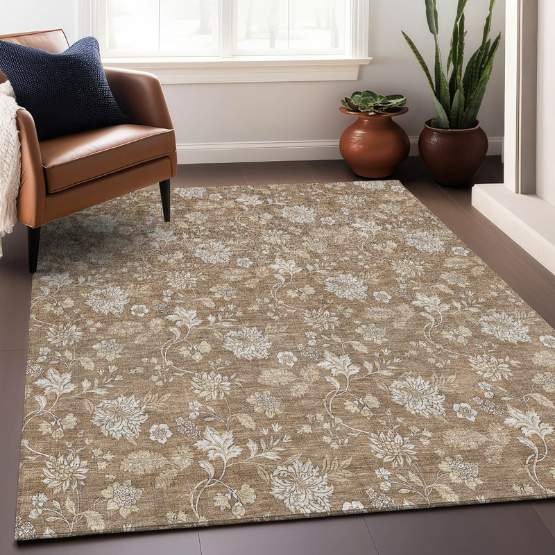 Tapis en cuivre Prisco lavable à la machine de qualité supérieure, Rectangle 5 pi x 7 pi 6 po