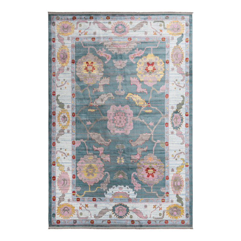 Tapis Haefner_Gris et bleu, Rectangle de 10 pi x 14 pi