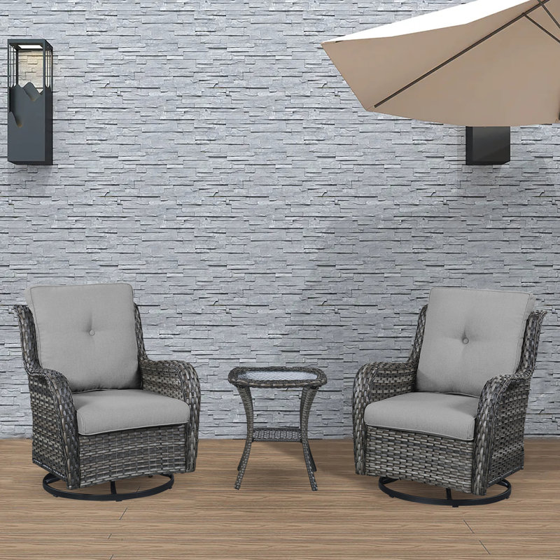 Chaise berçante en osier avec coussins Schutt, Gris