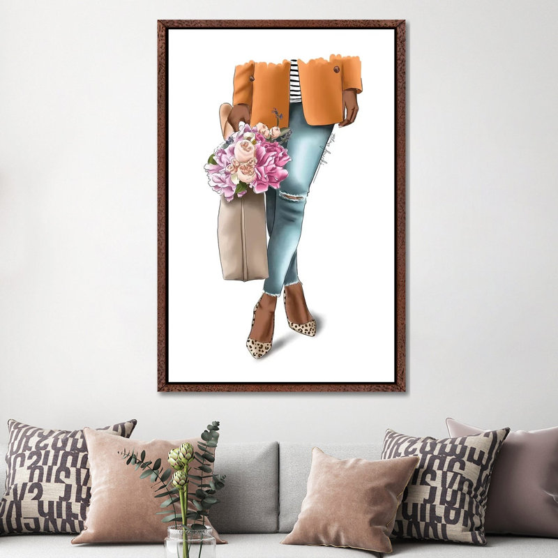 Outfit Goals by Elza Fouche - Painting on Canvas, 152.4cm H x 101.6cm W x 3.81cm D, Classic Brown Wood Framed