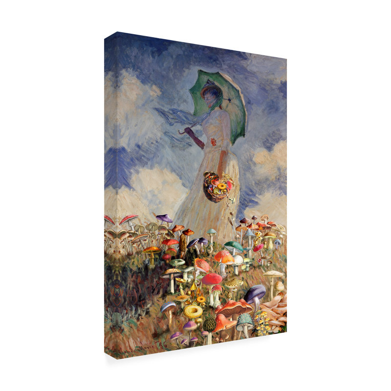 Art sur toile, maîtres bolognais Redux, femme avec parasol Monet, H 12 po x l 19 po