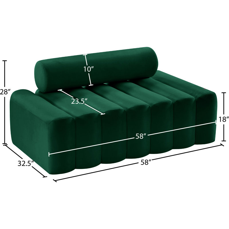 Fareiz 58'' Velvet Loveseat, Green Velvet