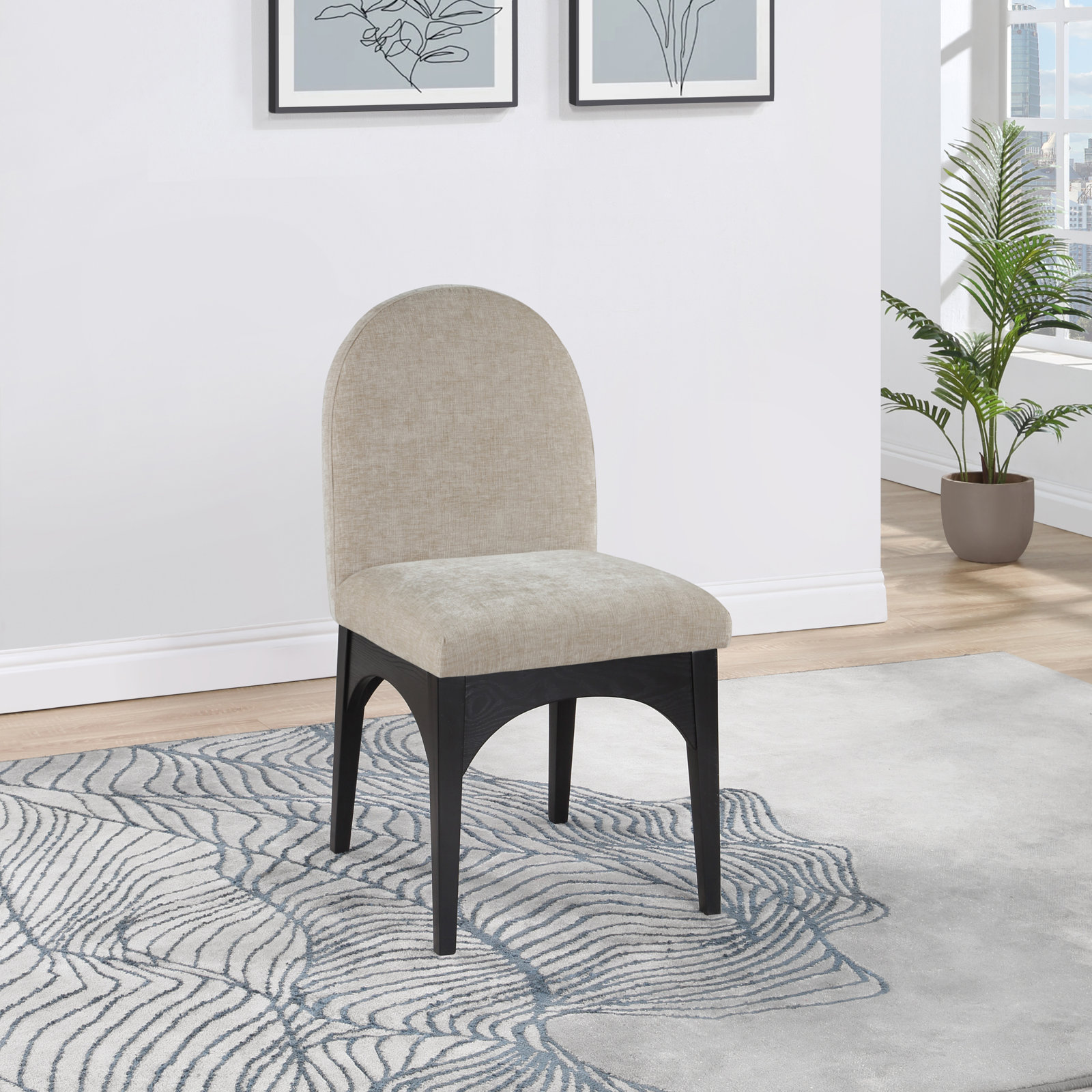 Waldorf Side Chair, Black, Beige