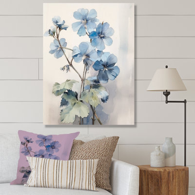 «Blue and White Geranium Minimal Expression I», reproduction sur toile