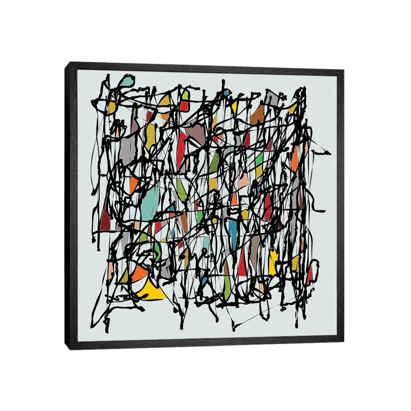 Pollock Wink II by Angel Estevez - Print on Canvas, Black Framed, 66.04cm H x 66.04cm W x 3.81cm D