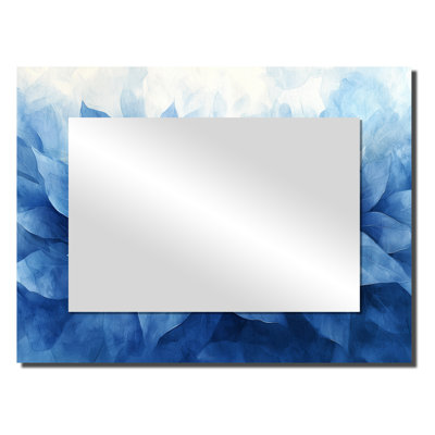 Blue Brown Delicate Flower Petals - Floral Herbs Mirror Wall Art - Printed On Metal